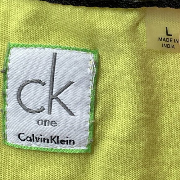 VTG 90s CK1 V-Neck Short Sleeve Shirt Raised Mini Square Front Green Men’s L - Picture 7 of 11